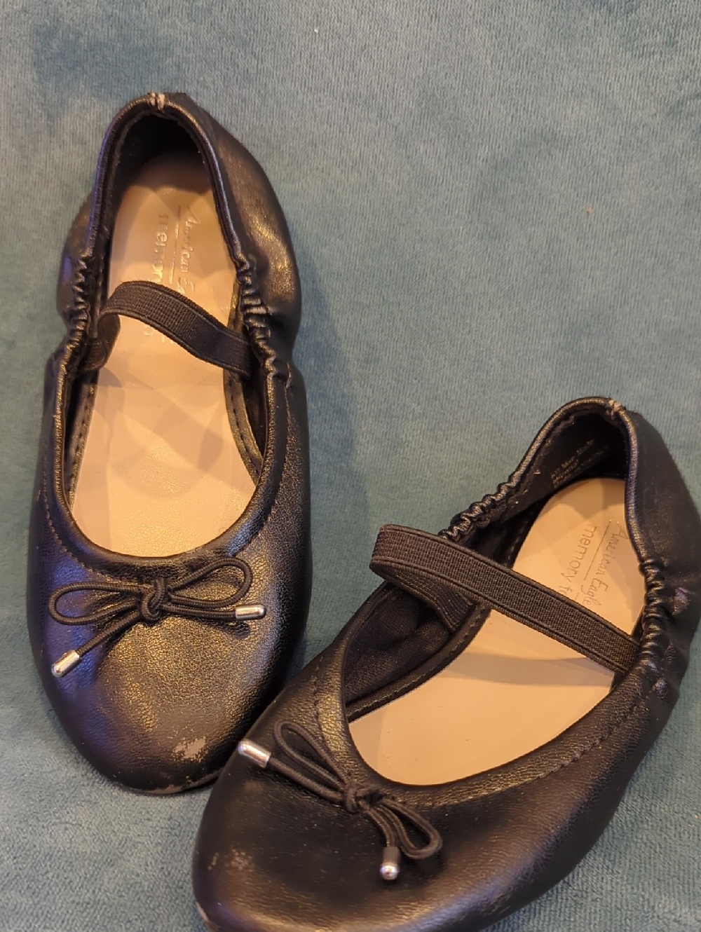 Girls Black Mary Jane Ballet Flats with Elastic Strap
